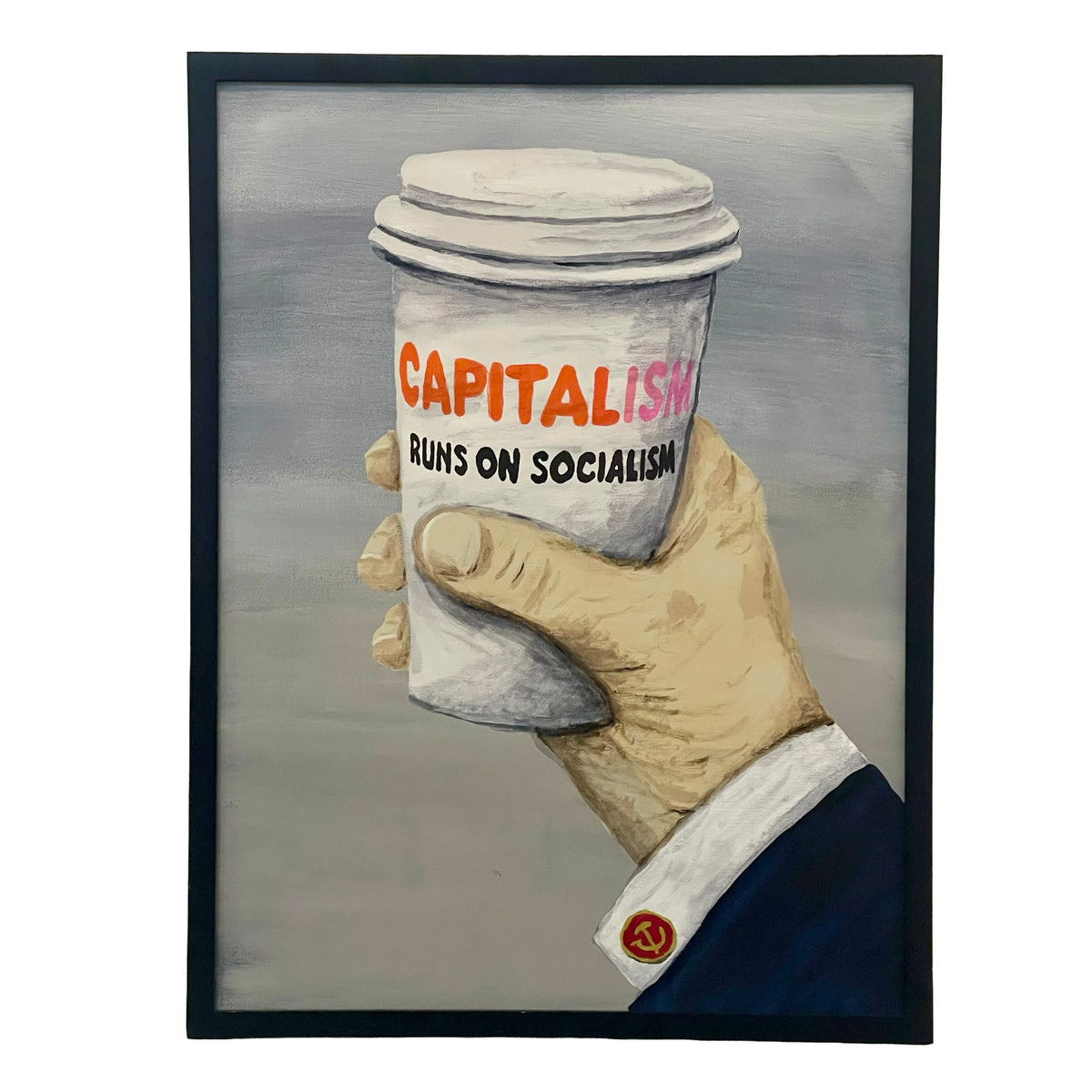 Capitalism Runs on Socialism, 2025, 18X24 inch acrylic on canvas